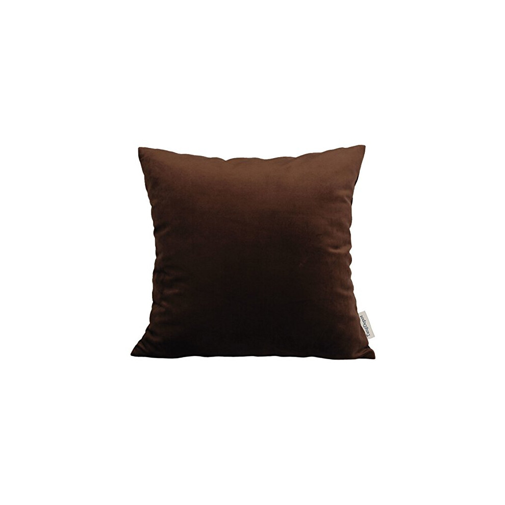 Housse de coussin en velours uni TangDepot, taie d'oreiller ultra douce et luxueuse, plusieurs couleurs et tailles disponibles (66 x 66 cm, marron)