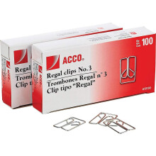 ACCO Brands Regal-Clips/Eulen-Clips, glatte Oberflche, Nr. 3, Gre 100/Box, 2er-Pack (insgesamt 200 Clips) (A7072152)