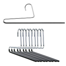 Mawa by Reston Lloyd Reverse Hook Trouser Series Non-Slip Space-Saving clothes Hanger with Single Rod for Pants  Style KH35U  Set of 10  Black