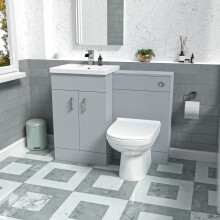 Nes Home Matte Grey Basin Vanity Cabinet WC Unit & Rimless Back To Wall Toilet
