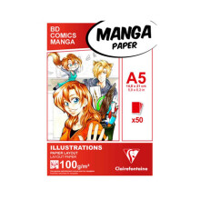 Clairefontaine Manga A5 Layoutpapier zum Ausmalen, geklebter Block, 100 g, 50 Blatt