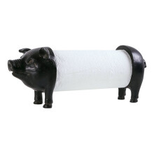 NIKKY HOME Pig Paper Towel Holder Black Vintage Decorative Animal Tissue Towel Display Stand for Countertop Rustic Country Kitchen Toilet Farmhouse De