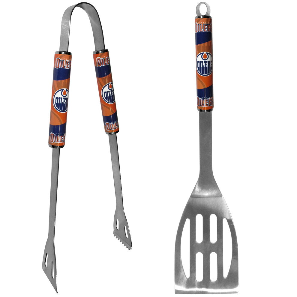NHL Siskiyou Sports Fan Shop Edmonton Oilers 2 pc Steel BBQ Tool Set One Size Team Color-image-OPC-PFMSH8N-NEW