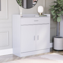 (White) Dalby 2 Door 1 Drawer Shoe Cabinet Hallway Storage