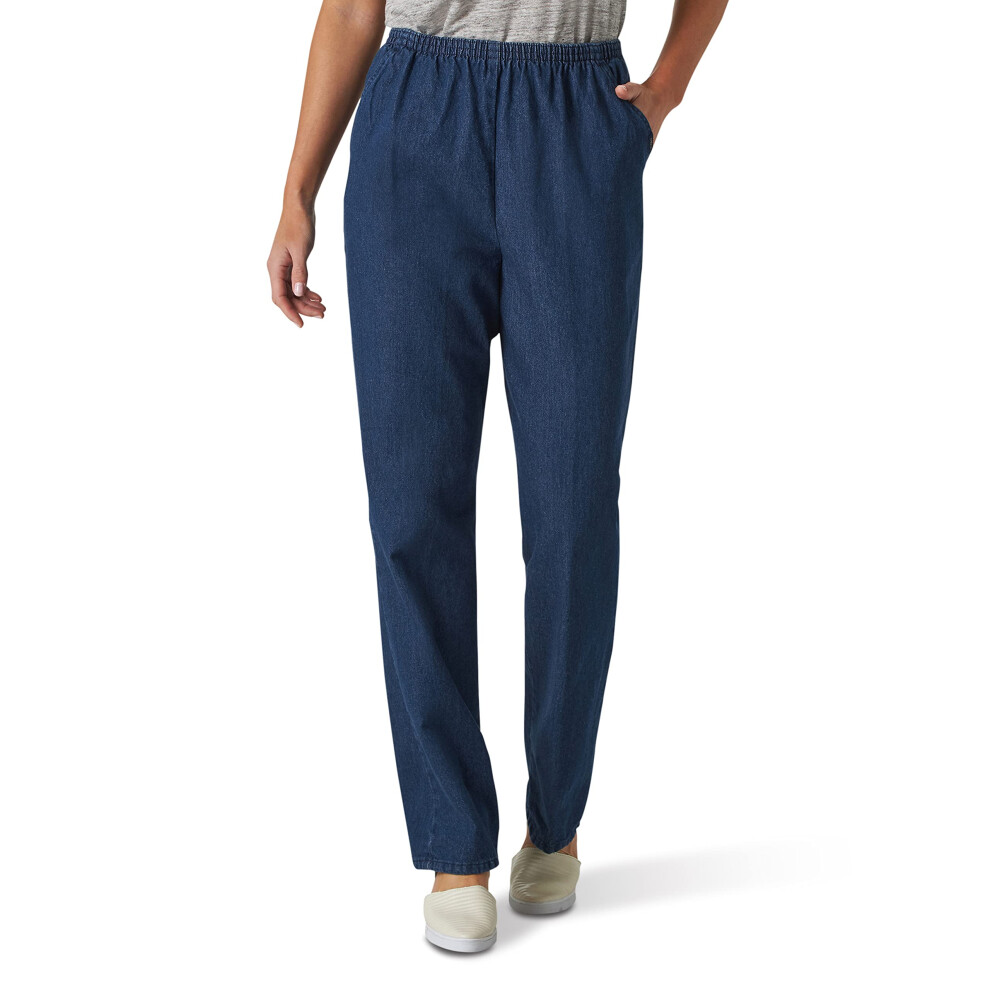 Pantalon en coton ? enfiler pour femme de la collection Chic Classic, avec taille ?lastique, jean d?lav? original, taille 18, Petite US