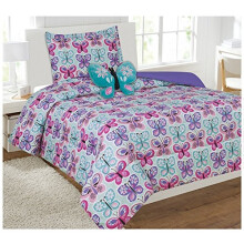Fancy Linen Girls Comforter Set Butterfly Blue/Turquoise Purple New # Butterfly Blue (Twin Comforter)