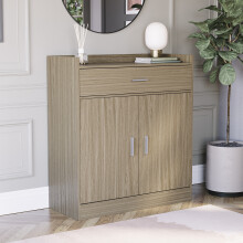 (Oak) Dalby 2 Door 1 Drawer Shoe Cabinet Hallway Storage