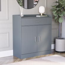 (Grey) Dalby 2 Door 1 Drawer Shoe Cabinet Hallway Storage