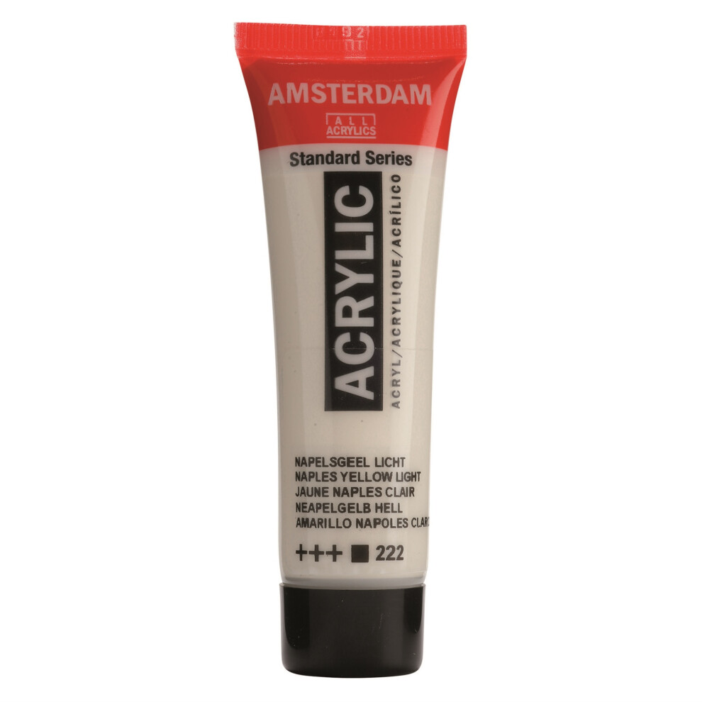 Amsterdam Acrilico Serie Standard - Tubetti Da 20 Ml - Giallo Napoli Chiaro 222 - Opaco - Pigmento Di Alta Qualità Resistente Alla Luce - Finitura Flessibile E Durevole - Ideale Per Artisti-image