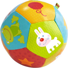 HABA 4,5"" Babyball ?Tierfreunde?, beliebter Spielball zum Spielen auf dem Bauch und fur sensorisches Spielen, um das Krabbeln und die grobmotoris