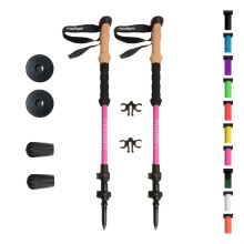 Polonais de marche et de randonnee Montem Ultra Strong Trekking - une paire (2 poteaux) - Verrouillage rapide leger pliable et ultra durable (ros