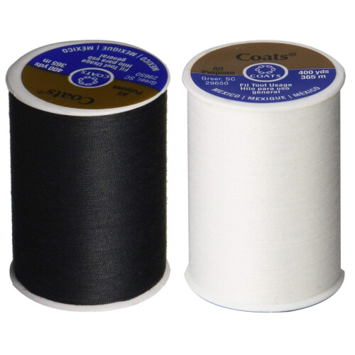 2-Pack - ΜΑΥΡΟ & ΛΕΥΚΟ - Coats & Clark Dual Duty Γενικής Χρήσης Νήμα