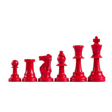 WE Games Color Bright Plastic Staunton Tournament Chessmen with 3,75 in. King - Half Set Red