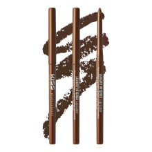 Kiss New York Luxuri   ser intensiver Lippenkonturenstift ? langanhaltend, cremig, einziehbar, einfach anzuwenden, 3 St   ck, Dunkelbraun
