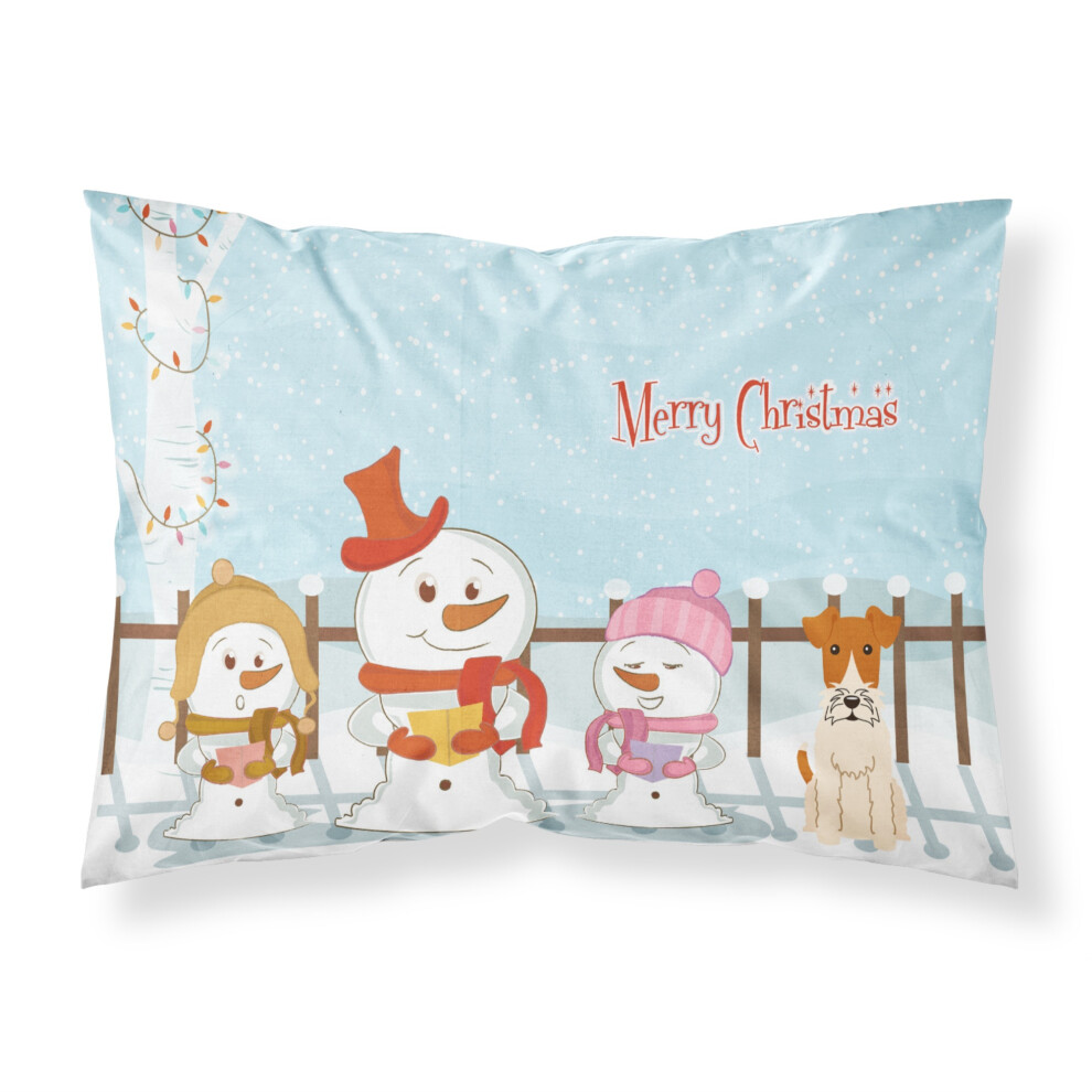 Caroline's Treasures Weihnachtslieder-Kissenbezug, Motiv: Merry Wire Fox Terrier, Stoff, Standard, BB2432PILLOWCASE-image