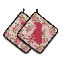 Caroline's Treasures BB1070-RS-PK-PTHD Boykin Spaniel Shabby Chic Pink Roses Pot Holders 1 Pair 7.5 x 7.5 Multicolor