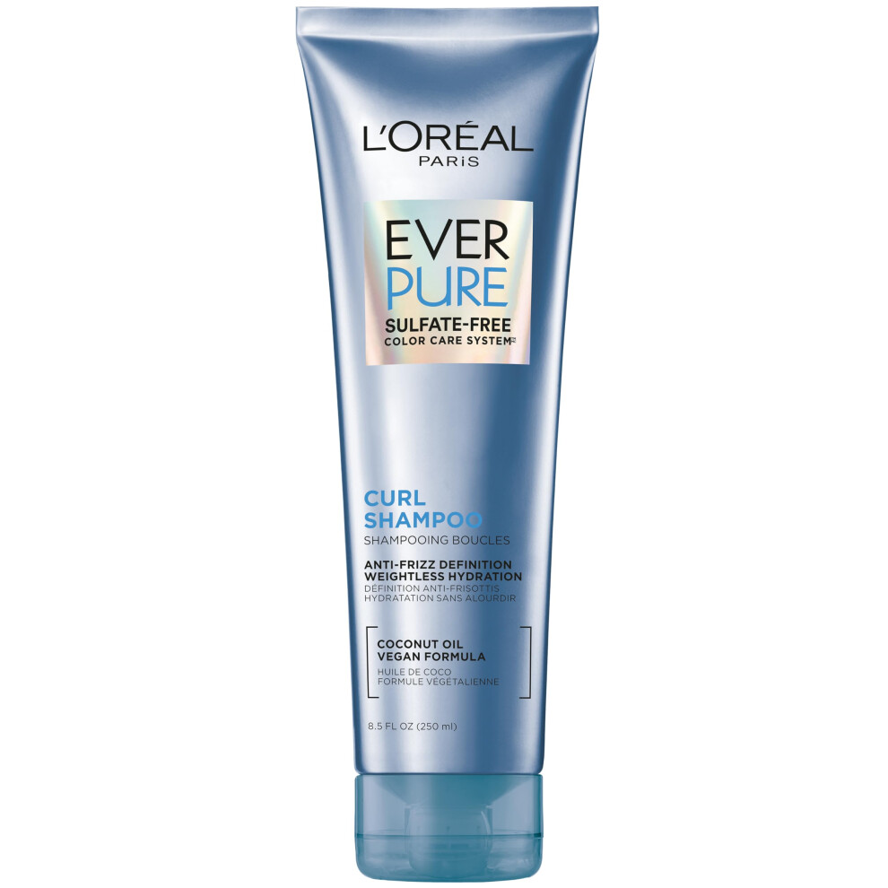 Lor L'oreal Paris Sulfate Free Shampoo For Curly Hair Lightweight Anti-Frizz Hair Care With Coconut Oil Everpure 8.5 Fl Oz Packaging May Vary