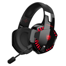 (RED) Bluetooth Gaming Headset for PS4, PS5, PC, Switch, G2000 Pro Wireless Over Ear Headphones for Phone, Laptop, with Detachable Noise Cancelling Mic