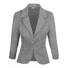 Giacca blazer leggera da donna, casual, da lavoro o da ufficio, elasticizzata, modello ponte, JK1131, grigio m lange, taglia S