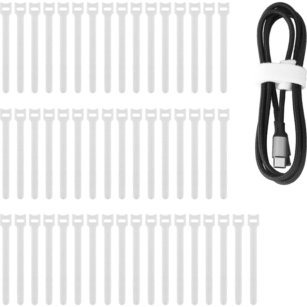 Pasow 50Pcs Reusable Fastening Adjustable Cable Ties Wire Management 8 Inch White 7909792165481