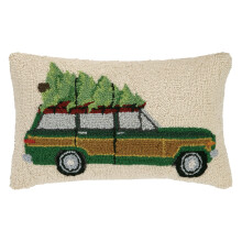Peking Handicraft 12x20 Holiday Woody Tree Haul Hook Pillow Green