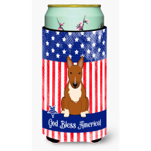 """"Caroline's Treasures BB3129TBC Patriotic USA Bull Terrier Red Tall Boy Hugger koude drank-koozies Veelkleurig""""