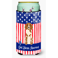 """"Caroline's Treasures BB3067TBC Patriotic USA Bretagne Spaniel Tall Boy Hugger koude drank-koozies Veelkleurig""""