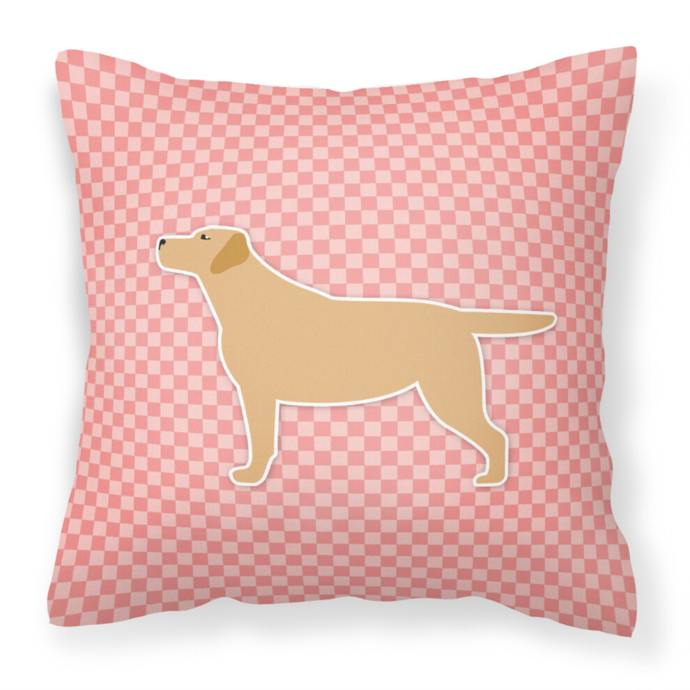 Coussin Labrador Retriever Jaune Motif Damier Rose 35,5 X 35,5 Cm Multicolore, Caroline's Treasures BB3597PW1414-image