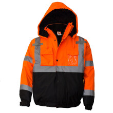 New York Hi-Viz Workwear WJ9011-XL Men's Ansi Classe 3 High Visibility Bomber Safety Jaqueta    gua     prova d'   gua (laranja extra grande)