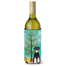 """"Caroline's Treasures BB4158LITERK Merry Christmas Tree Standaard Schnauzer Zout en Peper Wijnfles Drankisolator Hugger 750ml Veelkleurig""""