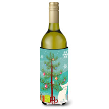 Caroline's Treasures Zahranicn biela macka Vesel vianocn stromcek Fla a na v no Izolacn obal na n poje 750 ml Viacfarebn
