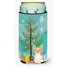 Caroline's Treasures Vesel vianocn stromcek Papillon Sable White Tall Boy Beverage Insulator Hugger BB4202TBC Multicolor