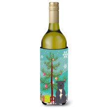 """"Caroline's Treasures BB4171LITERK Merry Christmas Tree Staffordshire Bull Terrier blauwe wijnfles drankisolator Hugger 750ml veelkleurig""""