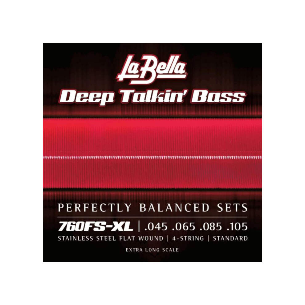La Bella 760FS-XL Deep Talkin Bass Stainless Steel Flat Wound Standard Extra Long Scale Bass Guitar Strings