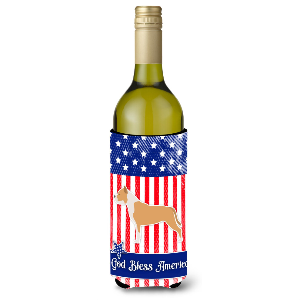 Caroline's Treasures Usa Patriotyczny Staffordshire Bull Terrier Butelka Na Wino Izolator Na Napoje Hugger 750 Ml Multicolor""""-image