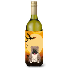 """"Caroline's Treasures BB4392LITERK Halloween Engelse Bulldog Grijs Gestroomde Wijnfles Drank Isolator Hugger 750ml Veelkleurig""""