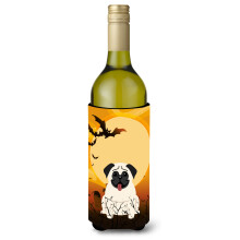 """"Caroline's Treasures BB4270LITERK Halloween Pug Cream Wijnfles Drank Isolator Hugger 750ml Veelkleurig""""