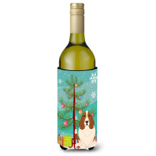 Caroline's Treasures BB4146LITERK Vesel vianocn stromcek Basset Hound fla a na v no, izolacn obal na n poje 750 ml, viacfarebn