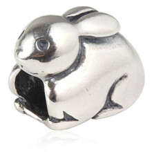 Geluksbedel in de vorm van een konijn, 925 sterlingzilver, in de vorm van een dier, voor een paasbedel voor een doe-het-zelf armband.