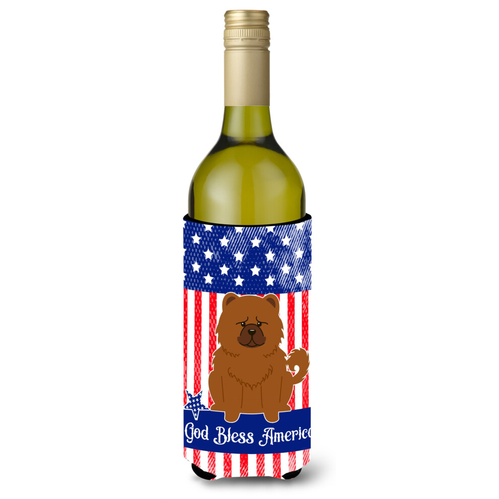 """"Caroline's Treasures BB3137LITERK Patriotic Usa Chow Red Wine Bottle Hugger, Contenitore Per Bevande Fredde, 750 Ml, Multicolore""""-image