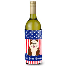 """"Caroline's Treasures BB3116LITERK Engelse Bulldog Brindle White Wine Bottle Hugger koude drank-koozies 750 ml Veelkleurig""""