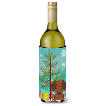 """"Caroline's Treasures BB4255LITERK Merry Christmas Tree Teckel Rood Bruin Wijnfles Drank Isolator Hugger 750ml Veelkleurig""""