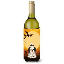 """"Caroline's Treasures BB4354LITERK Halloween Shih Tzu Zwart Wit Wijnfles Drank Isolator Hugger 750ml Veelkleurig""""