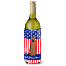 """"Caroline's Treasures BB3062LITERK Patriotic USA Duitse Herder Wijnfles Hugger koude drank-koozies 750 ml Veelkleurig""""