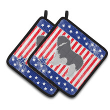 Caroline's Treasures BB3332PTHD USA Patriotic Polish Lowland Sheepdog Dog Pair of Pot Holders 7.5H x 7.5 W Multicolor
