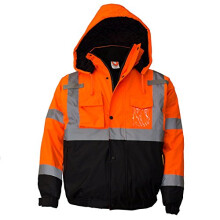 New York Hi-Viz Workwear WJ9011-L M?nds ANSI Klasse 3 High Visibility Bomber Safety Jakke Vandt?t (Stor Orange)