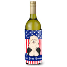 """"Caroline's Treasures BB3091LITERK USA Old English Sheepdog Wine Bottle Hugger koude drank-koozies 750 ml Veelkleurig""""