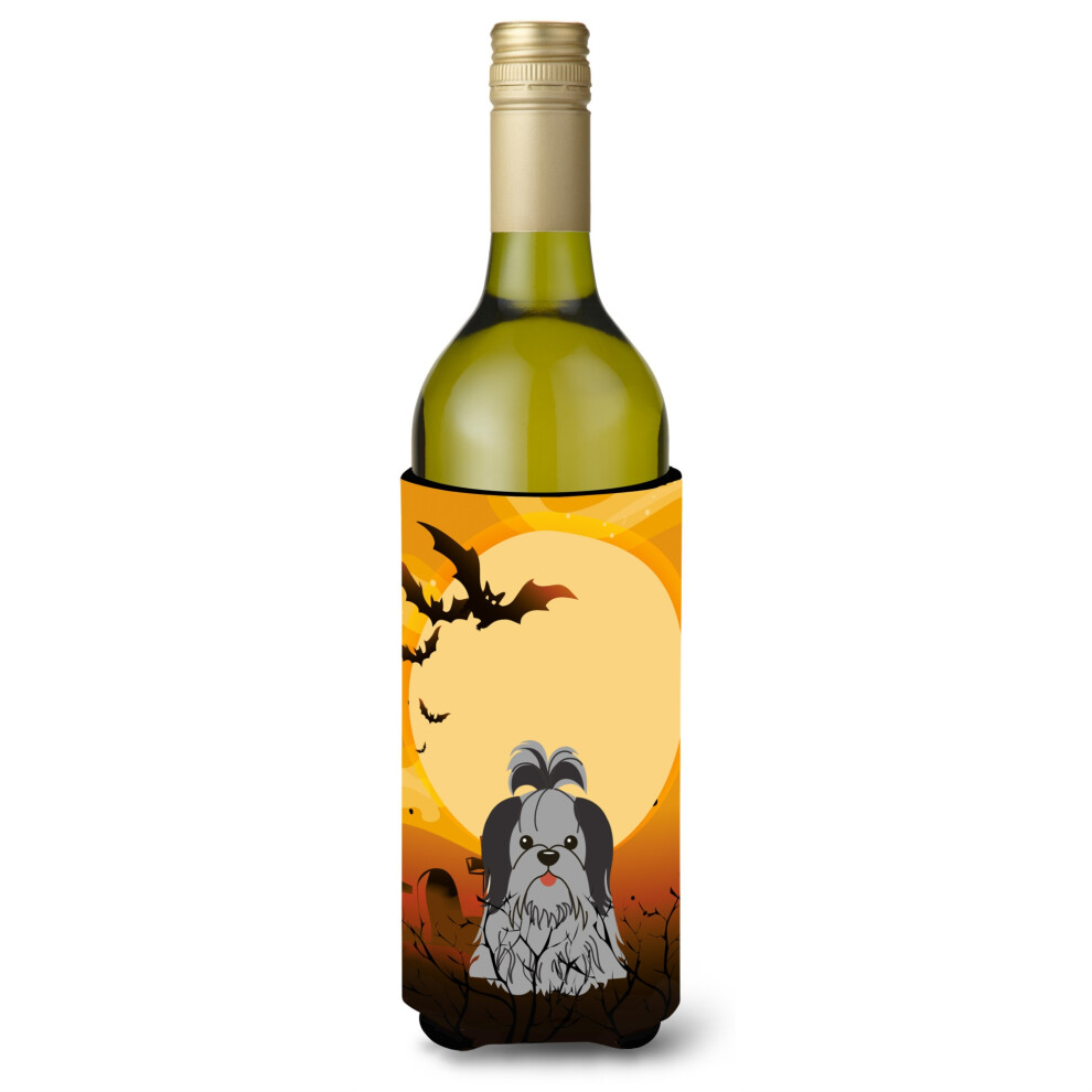 Caroline's Treasures BB4355LITERK Bouteille De Vin Isotherme Halloween Shih Tzu Noir Et Argent 750 Ml Multicolore-image
