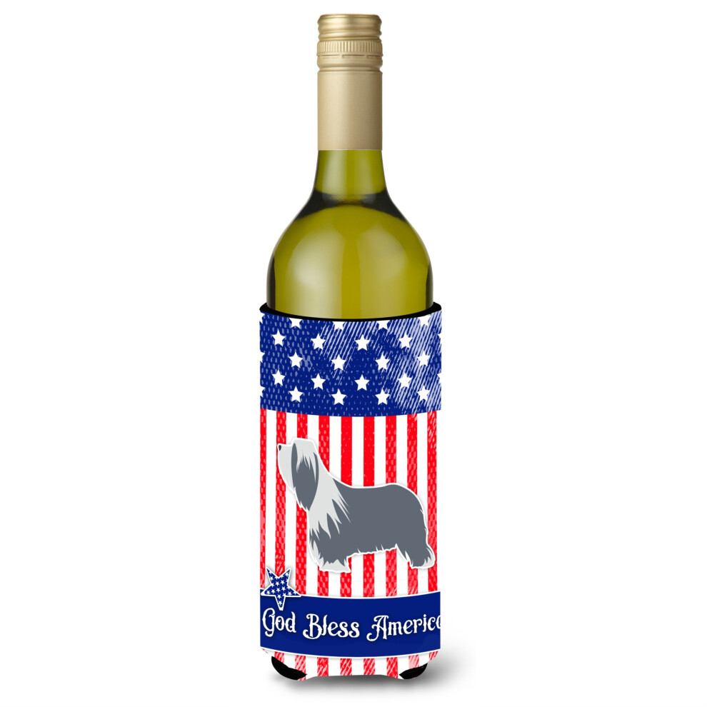 Caroline's Treasures Usa Patriotischer Bearded Collie Weinflaschen-Getr?Nkeisolator Hugger 750 Ml, Mehrfarbig-image