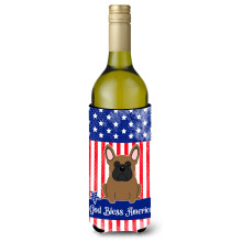 Caroline's Treasures BB3008LITERK USA French Bulldog Brown Wine Bottle Hugger 750 ml Multifarebn